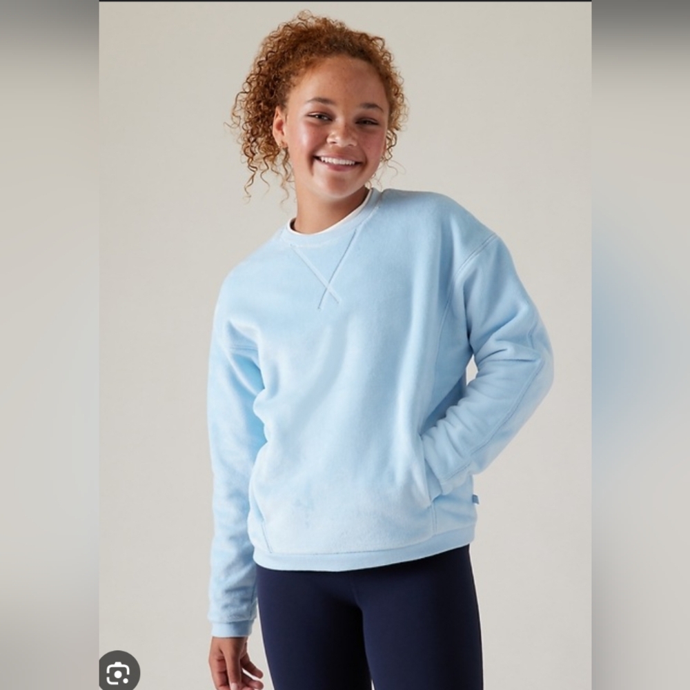 Athleta Girl Feelin Great Sweatshirt Blue Size 12 - Picture 6 of 6